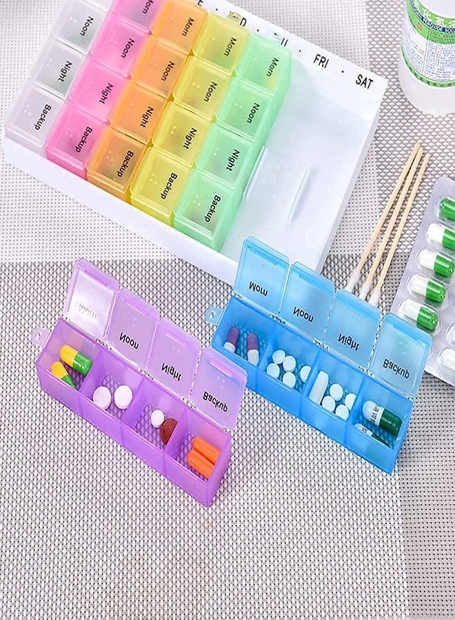 ATETO Pill Medicine Organizer | 7 Day Weekly Pill Case | Colorful Weekly Travel Pill Planner| Portable Travel Kits | Dust-Proof Box For Pills/Vitamin/Supplements (Plastic, Set of 1) - Image 2